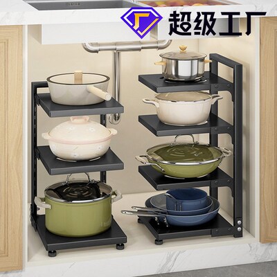 Room storage rack, household floor standing multi-layer pot