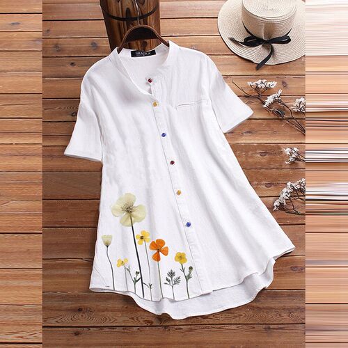 Womens short sleeve shirt vintage print womens top womens