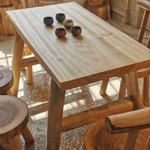 原木香樟木家用个性方形茶几原生态阳台小茶几高端实木侘寂风家具