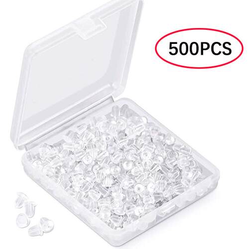500-2000pcs clear Silicone Rubber Earring Back Stoppers for