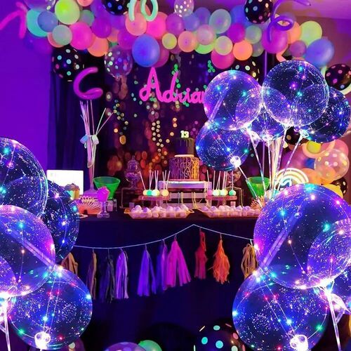 10Pcs LED Light Up Balloons Glow In The Dark Helium Clear Bu