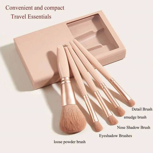 5pcs Mini Make-up Brushes with Mirror Travel Set Soft Hair L