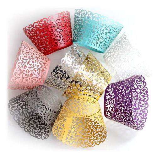 50/100pcs Laser Cut Hollow Cupcake Wrappers Baby Shower Muff