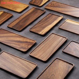 Musowood Acacia Rectangle Wooden Tea Tray Serving Table Plat