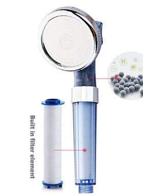 Shower head purification filter element power showerhead