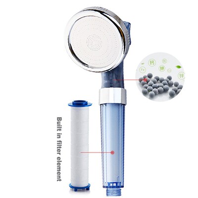 Shower head purification filter element power showerhead