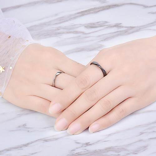 New Fashion Black White Smooth Couple Ring Classic Sun Moon