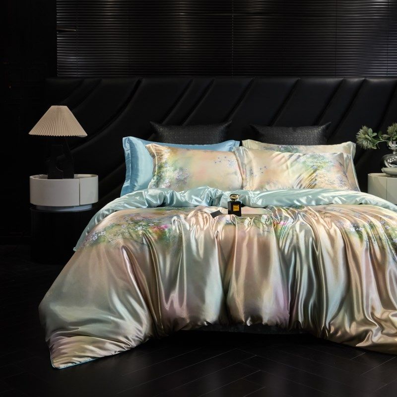 高档姆米印花真丝四件夏季丝滑桑蚕丝冰丝被丝绸床上用品,床上用品,床品套件/四件套/多件套,淘宝优惠券,粉丝福利购,淘宝优惠卷