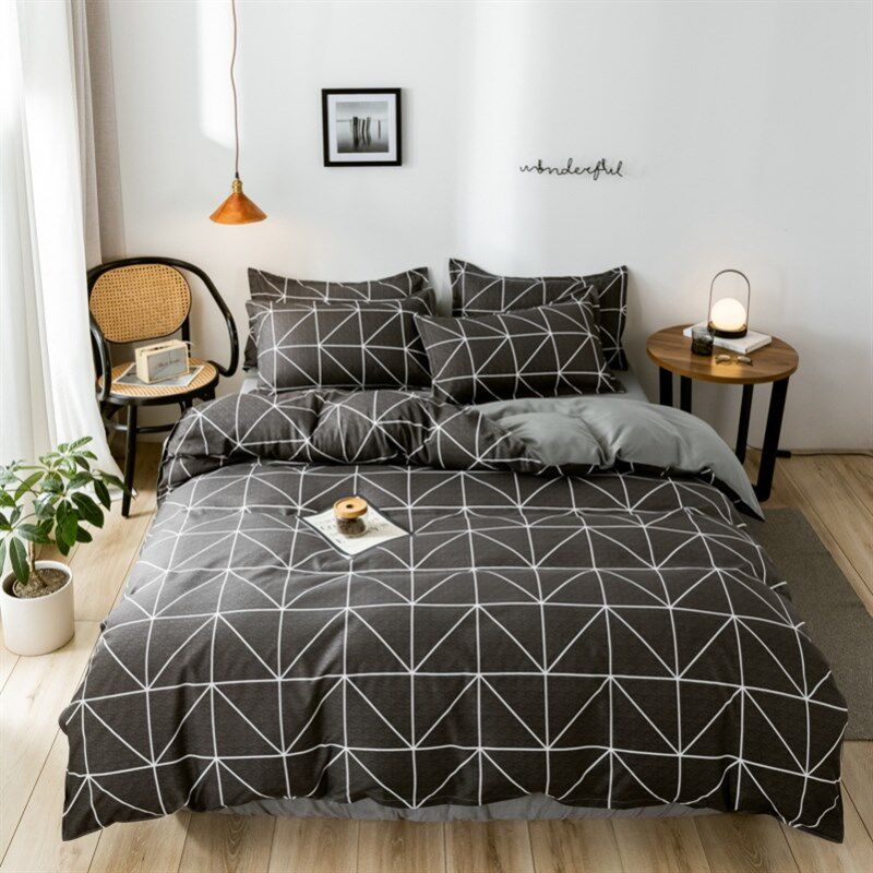 4pc bedsheet set flat sheet student bed cover single/double - 实物图