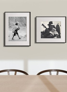 Werner Bischof经典复古黑白摄影艺术挂画客厅餐厅多张装饰画