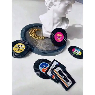Vintage Fridge Magnets, Cassette Tape And Record Style,Home