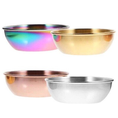 4 Pcs Kitchen Stainless Steel Plate Condiment Serving Dish