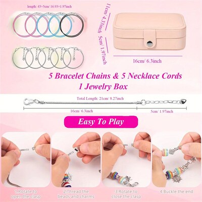 155Pcs Charm Bracelet Making Kit with Medium Size Jewelry Bo