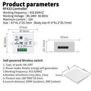 Self generating RF433 remote control switch can be attached