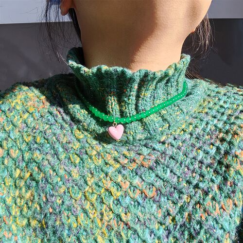 ZX Handmade Transparent Beaded Chain Short Chokers for Women
