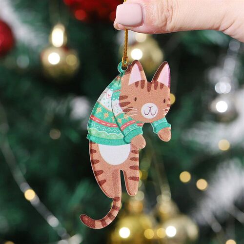 Christmas Cat Hanging Signs Xmas Tree Pendants Cute Cat Hang