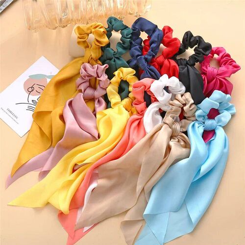Bohemian Fashion Flower Printed Satin Elastic Long Ribbon Ha