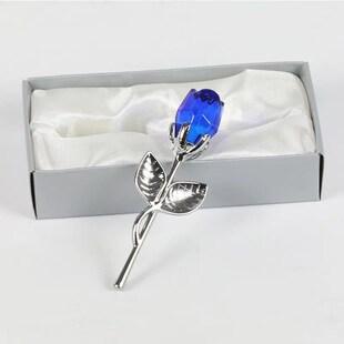 Valentines Day Gift Crystal Glass Rose Artificial Flower Sil