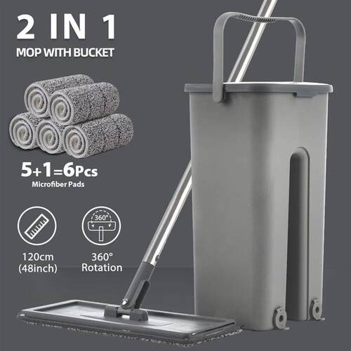 Hand Free Flat Floor Mop And Bucket Set For Professional Hom