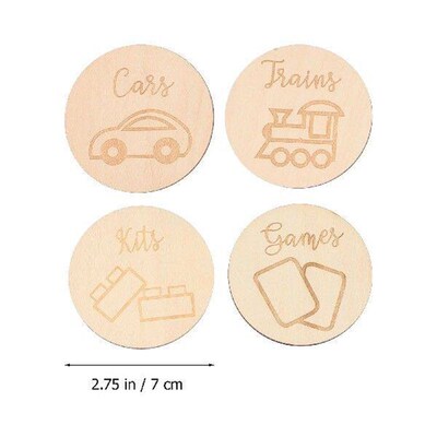 16 Pcs Basket for Kids Wooden Tags Toy Organizer Plate
