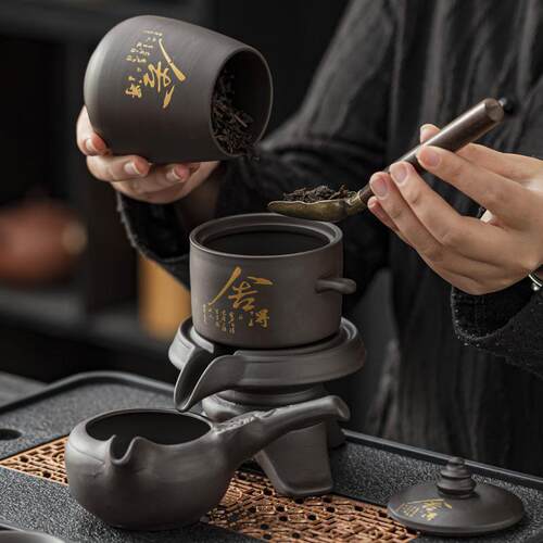 Purple Sand Tea Cups Ceramic Portable Teapot Set Outdoor