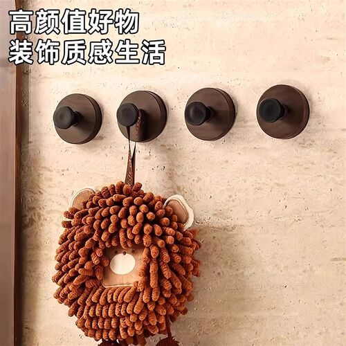 Walnut wood grain suction knob hook, over-the-door bathroom