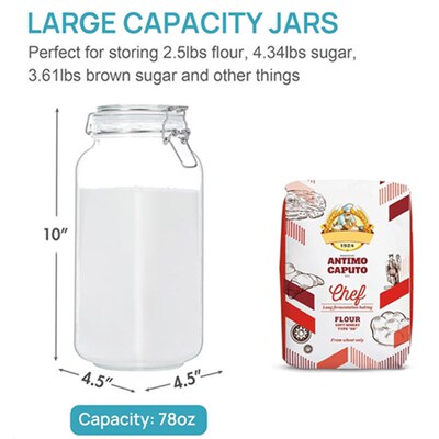 Glass Food Storage Jars Airtight Clamp Lid Kitchen Canisters