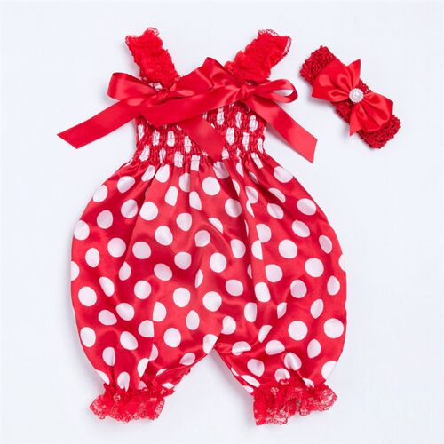 Kids Jumpsuit with Headband, Girls Dots/ Flower/ Leopard Pri