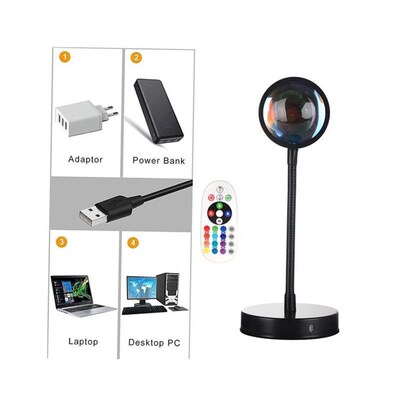 16 Colors Sunset Lamp Led Projector Night Light Living Room1