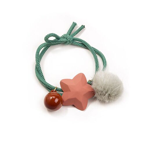 Autumn and winter warm hair ball hair ring cute girl five-po
