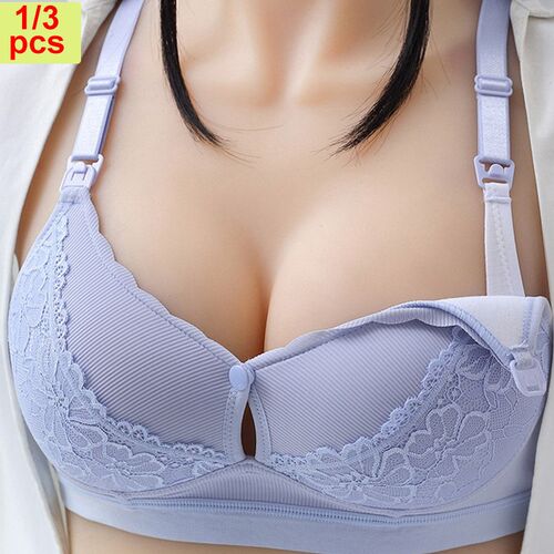 1/3PCS Women Plus Size Maternity Nursing Feeding Bra Pregnan