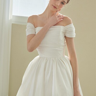 Korean Satin Evening Prom Dress Bride Dresses Wedding 2023 R
