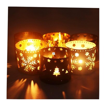 Gold Metal Candlestick Merry Christmas Table Decor For Home