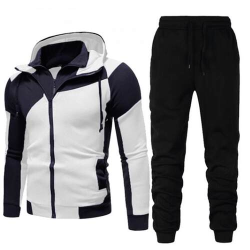 2025 Mens Stylish Colorblock Double Zipper Hooded Cardigan S