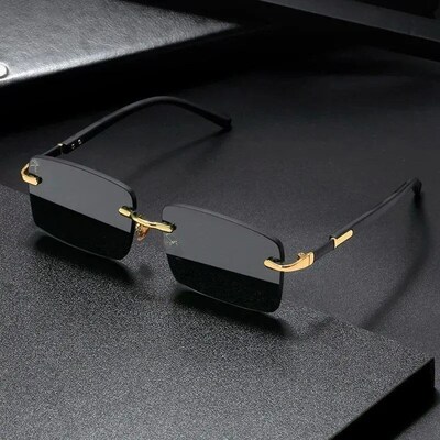 Retro Sunglasses Men Brand Designer Fashion Rimless Sun Glas