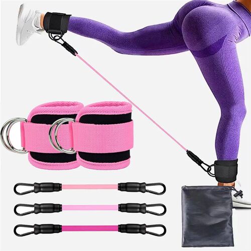 Ankle Straps Pull Rope Set Resistance Bands Gym Fitness Equi