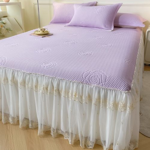 冰豆豆床裙款凉席三件简约风冰丝席可折叠裸睡空调软席子单人