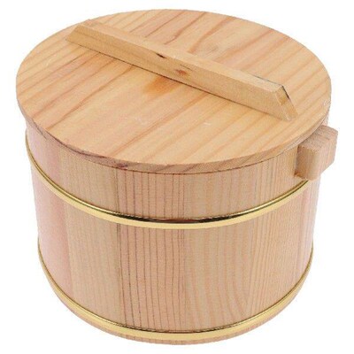 Tub with Lid Wooden Rice Bucket Hangiri Mixing Sushi Miss
