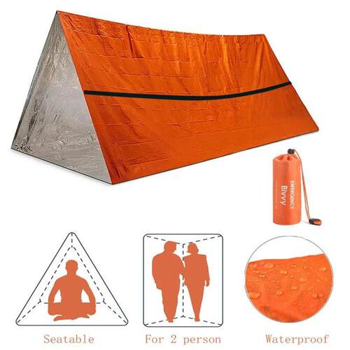 2 Person Emergency Shelter Bivy Survival Tent Kit Mylar Tube