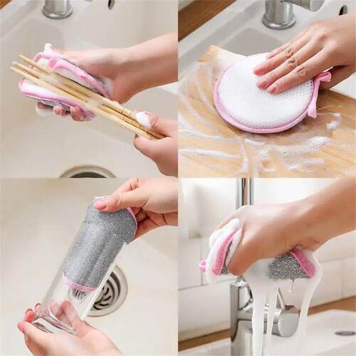 5Pcs Double Sided Kitchen Dishwashing Magic Scrubber Sponge