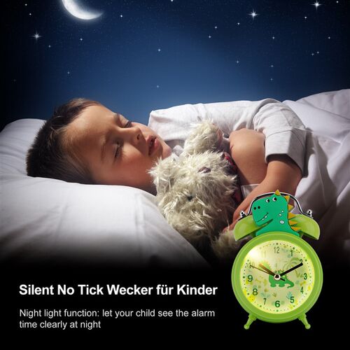 Kids Alarm Clock Cute Dinosaur Unicorn Desk Clock Double Bel