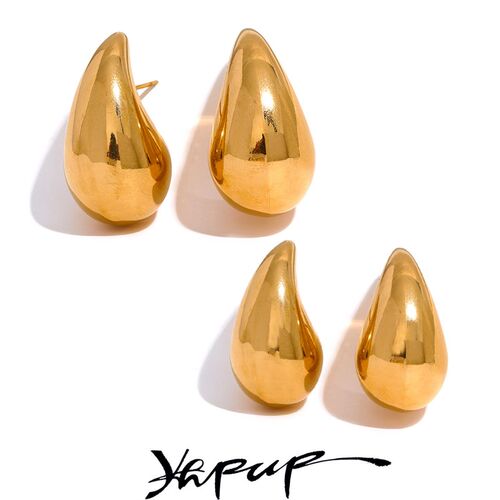 Yhpup 2023 Stainless Steel Water Drop Fashion Hollow Stud Ea