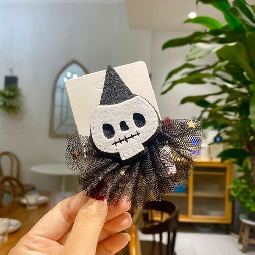 2024 new Halloween mesh hair clip, pumpkin ghost spider hea