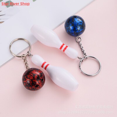 1PC Bowling  Keychains  Sports Car Hangbag Keyring  with Puf