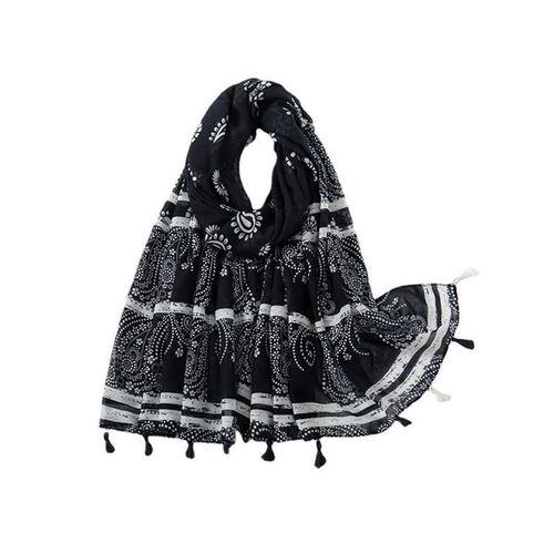 Cotton and linen scarves retro patchwork printed scarves围巾