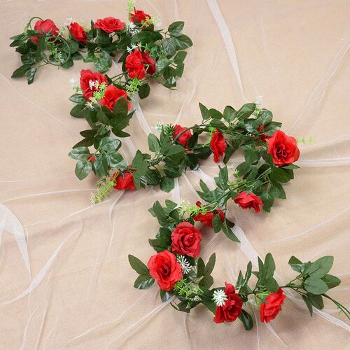 Silk Artificial Rose Vine Hanging Flowers for Wedding Home G