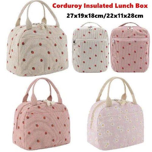 Lunch Bag for Women Corduroy Insulated Lunch Box Leakproof