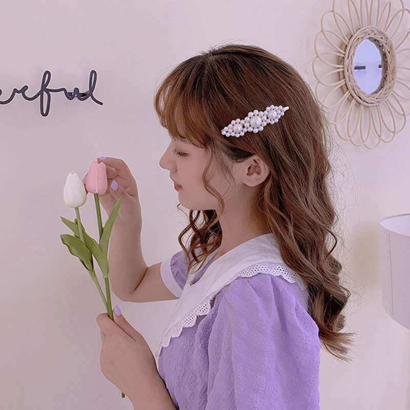 Ins Pearl Hairpin Rhinestone Clip Bangs Side Side-bb Clip Ha - 实物图