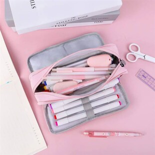 Large Capacity Pencil Case 3 Compartment Multifunctional Pen