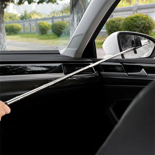 Car Rearview Mirror Wiper Stainless Steel Telescopic Retract